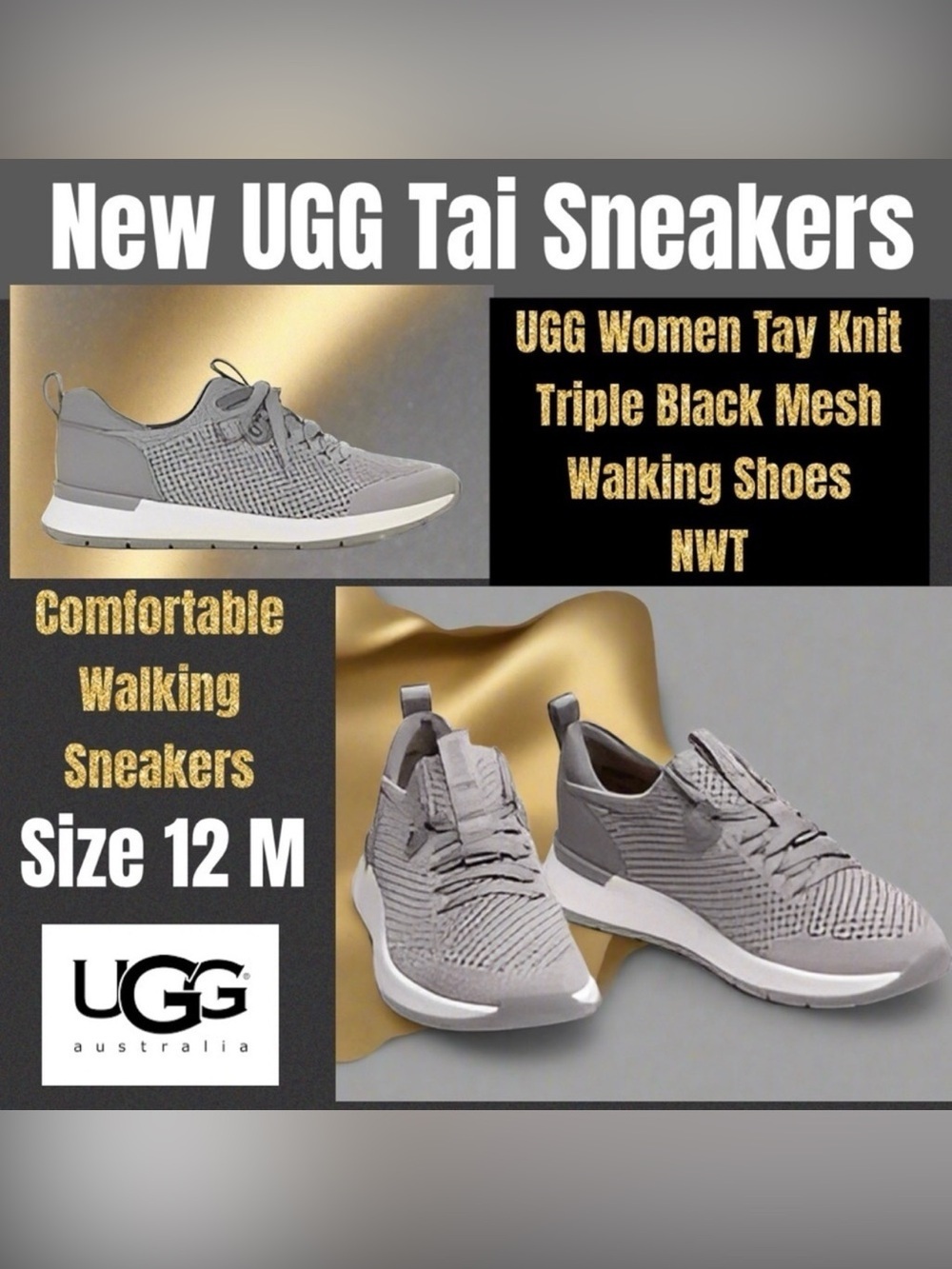 NWT UGG Women Tay Knit Triple Seal Mesh Walking Shoes size 12 M